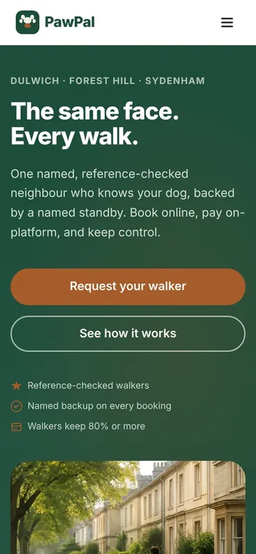 The PawPal website Hatchio AI built, on a desktop screen and a phone